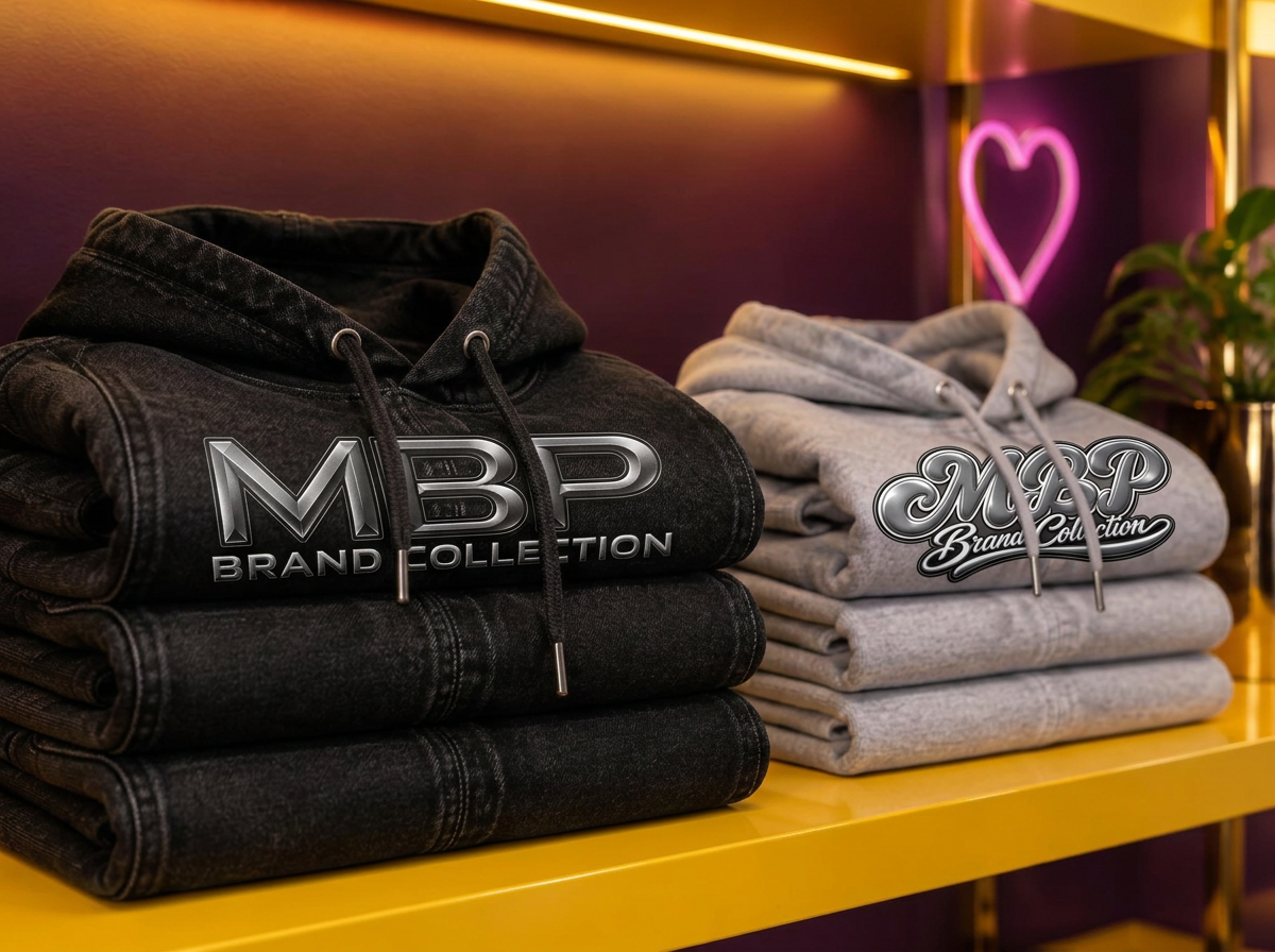 Folded Hoodies stacked on a MyBae POP shelf